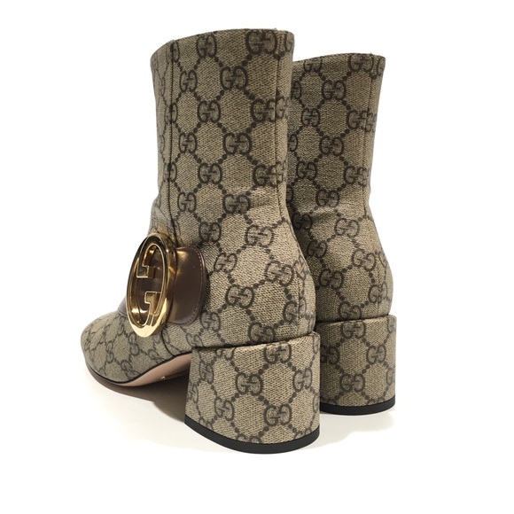 GUCCI BLONDIE GG SUPREME BOOTS / METAL LOGO -WOMEN’S US 8.5 -NEW - Picture 3 of 12